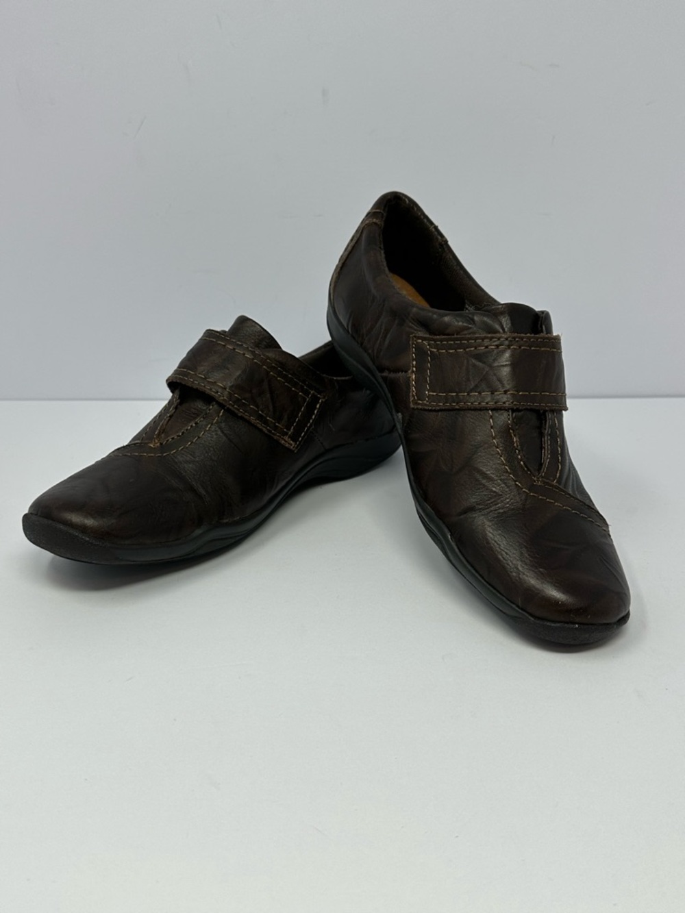 Womens Sz 5.5 Clarks Kessa Alcove Brown Leather Slip On Casual Loafer Shoe 62392